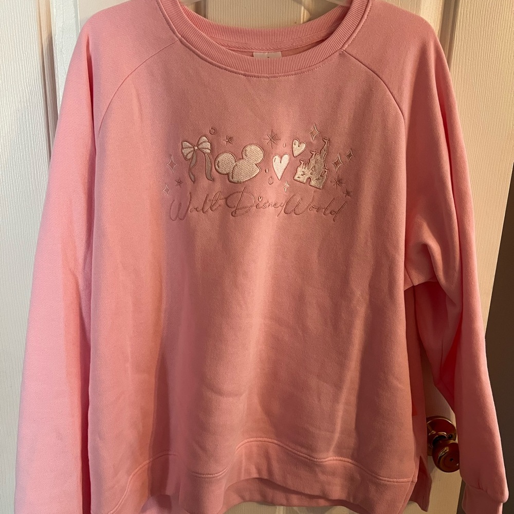 WDW Pink Bow Castle Embroidered Sweatshirt XL